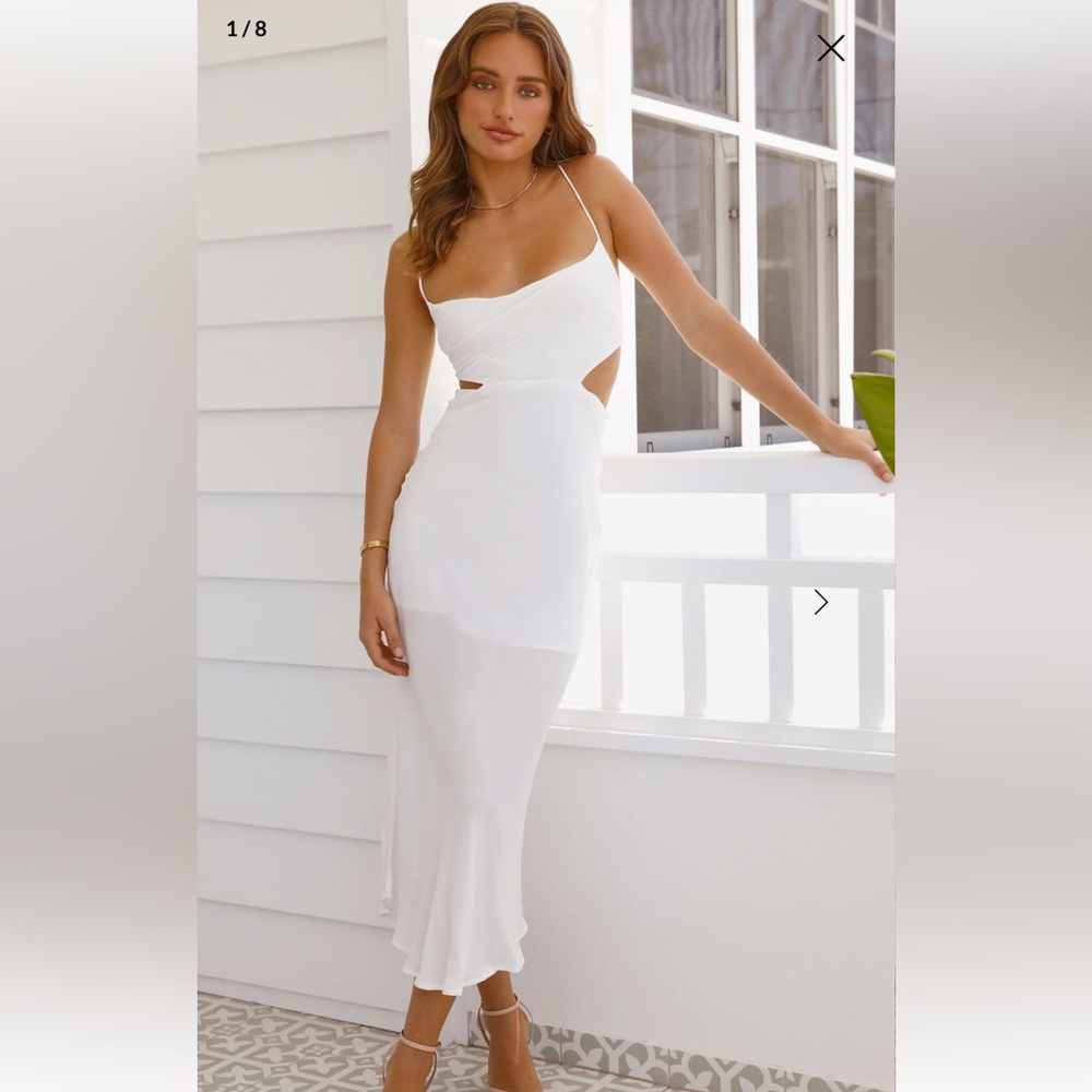 Hello Molly White Cutout Midi Slip Dress